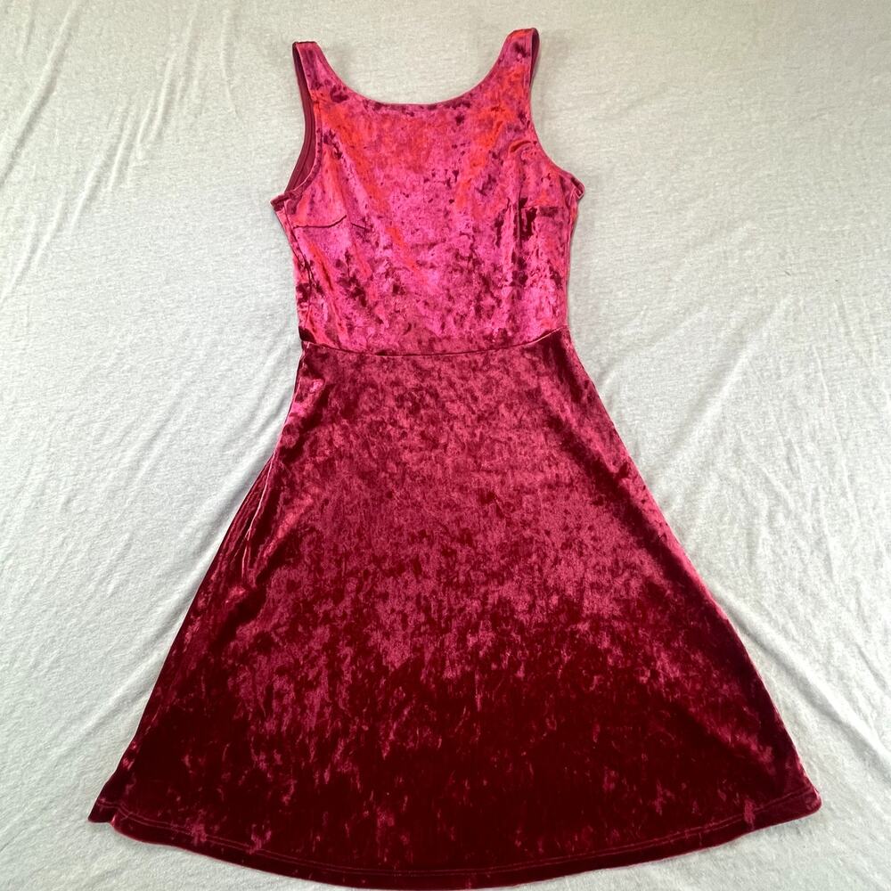 Divided H&M Burgundy Velvet Mini Tank Dress Fit & Flare 0 XS